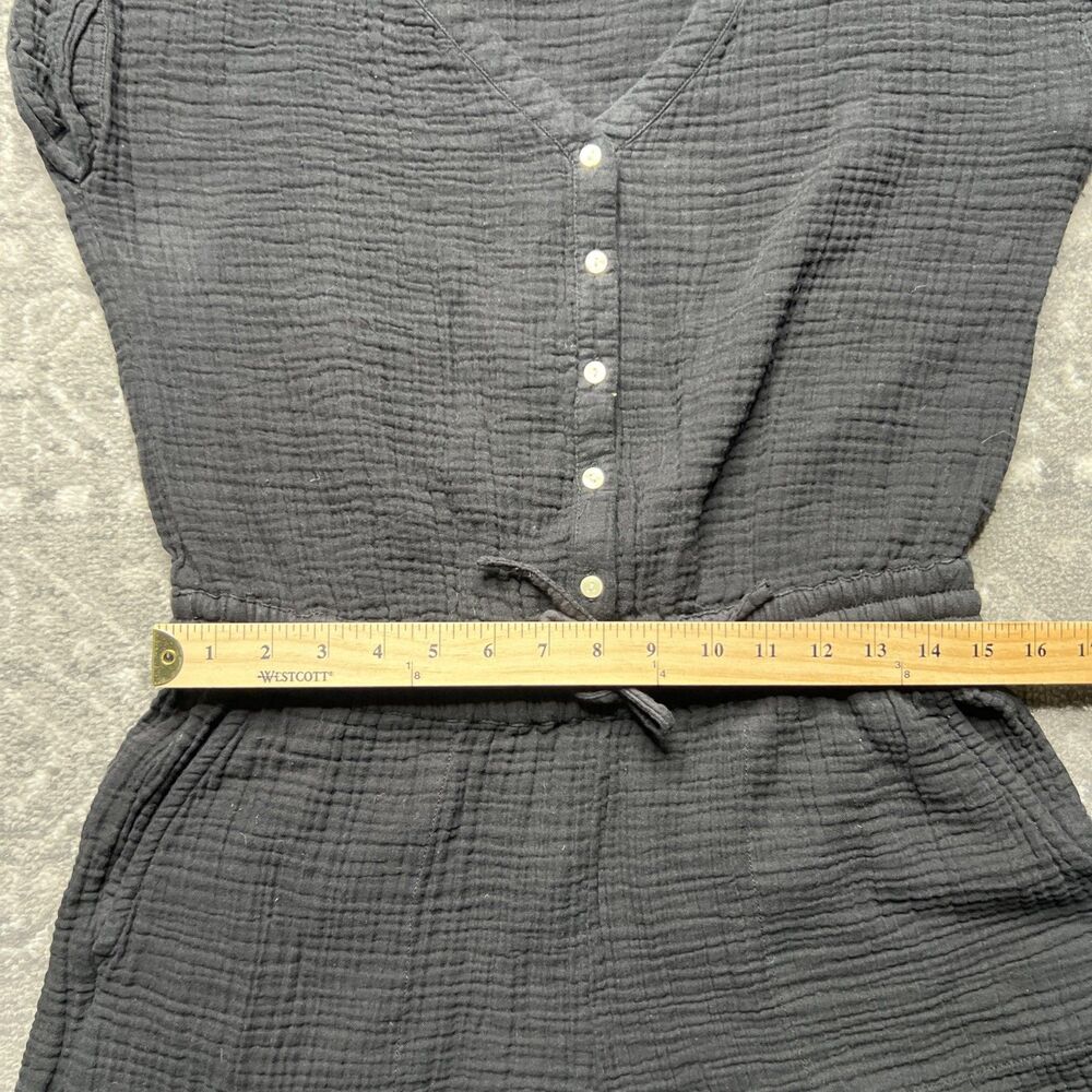 Lou & Grey Cotton Gauze Short Sleeve Shorts Romper Medium Black Beach Vacation - Picture 6 of 9